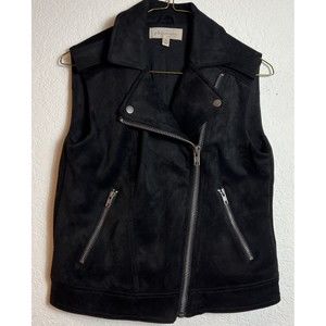 Philosophy Black Vegan Faux Suede Moto Vest Women’s Size XS